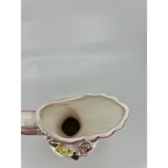 Vintage Ceramic Pitcher Vase Luster Ware Flowers Glazed Footed - Picture 6 of 12